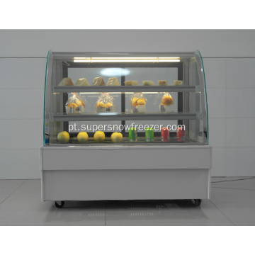 Vitrine de geladeira com vitrine de pão de vidro curvo